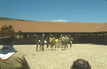 Waiting outside the dining hall for dinner our first day at Philmont