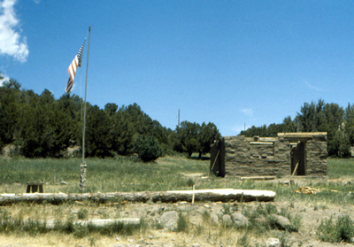 The New Abreu adobe cantina under construction in 1979